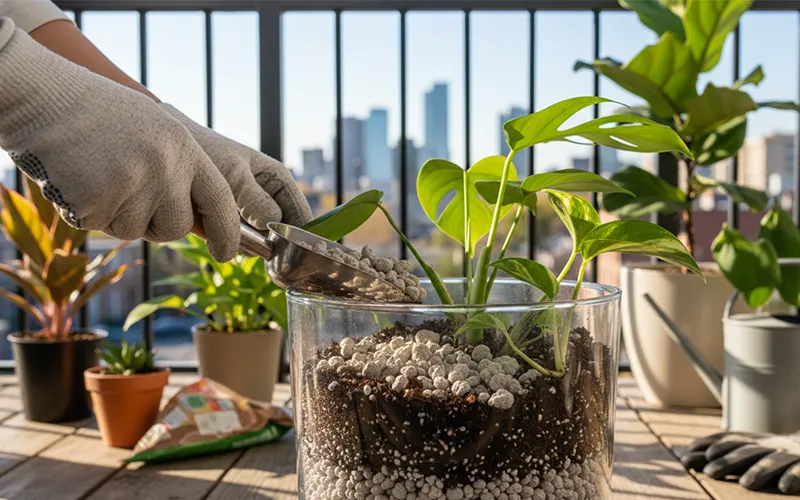 Mix pumice with soil