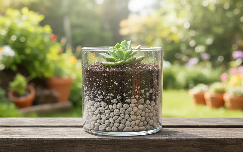 Drainage layer with pumice